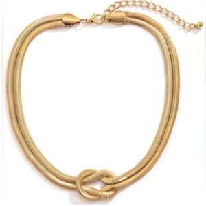 New Luxurious Gold Double Strand Knot Necklace